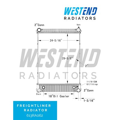 Freightliner Radiator – 2003-2010 (18” Oil Cooler with 1 1 / 16-12UN Q.C. fittings) various