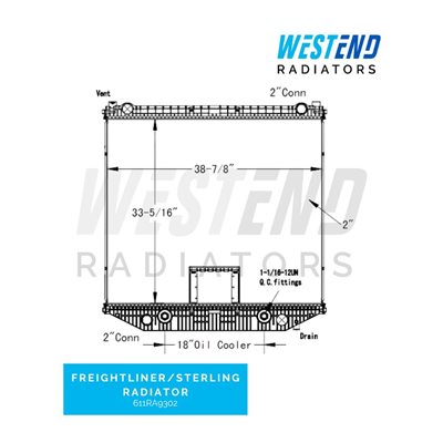 Freightliner / Sterling Radiator – 2008-2012 (18" Oil Cooler With 1 1 / 16 fittings)