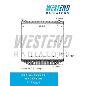 Freightliner Radiator - 1145SD, 4700SB / SF (18" Oil Cooler) 2012-2018