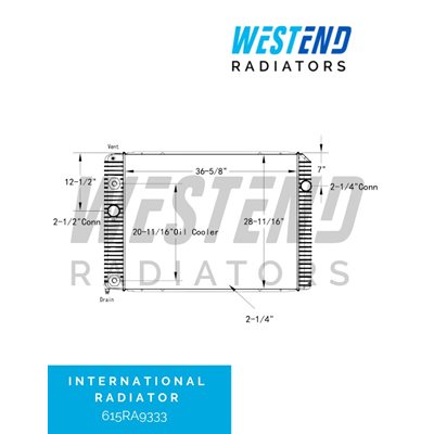 International Radiator – 2011-2015 DuraStar 4100, 4200, 4300, 4400, 7300, 7400 Series (20-11 / 16” Oil Cooler)