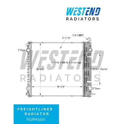 Freightliner Radiator – 2010-2018- M2 Series (18” Oil Cooler w / QC Fittings)