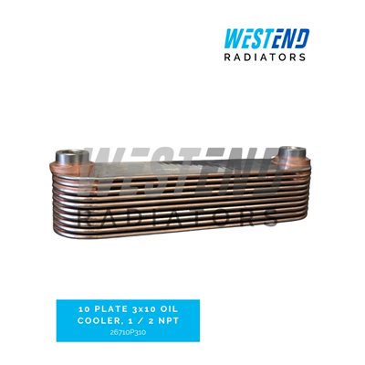 10 PLATE 3" x 10" OIL COOLER with 1 / 2" NPT CONNECTIONS
